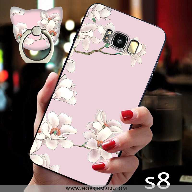 Hoesje Samsung Galaxy S8 Siliconen Schrobben Roze Super Chinese Stijl Hoes Ring