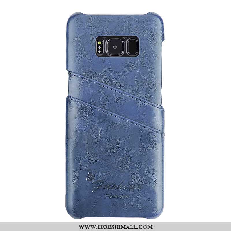 Hoesje Samsung Galaxy S8 Bescherming Leren Donkerblauw Hoes Trend Super Donkerblauwe