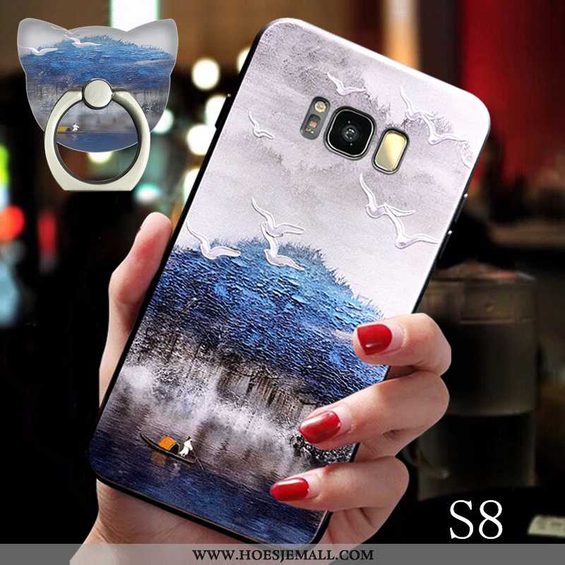 Hoes Samsung Galaxy S8 Trend Zacht Wind Gesp Hoesje Mobiele Telefoon Anti-fall Blauwe