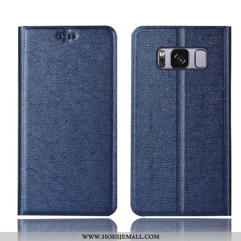 Hoesje Samsung Galaxy S8+ Leren Bescherming Folio Hoes Anti-fall Mobiele Telefoon Zwarte