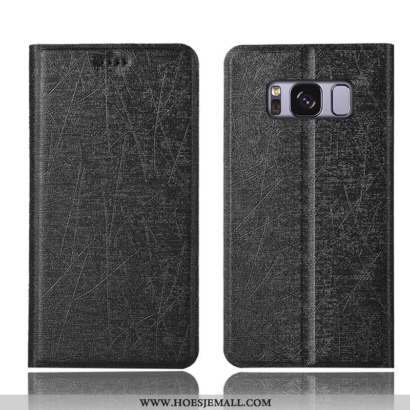 Hoesje Samsung Galaxy S8+ Leren Bescherming Folio Hoes Anti-fall Mobiele Telefoon Zwarte