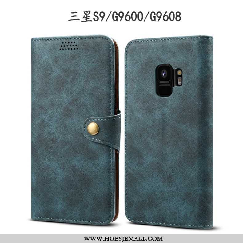 Hoes Samsung Galaxy S9 Bescherming Leren Hoesje Folio Blauw Ster Blauwe