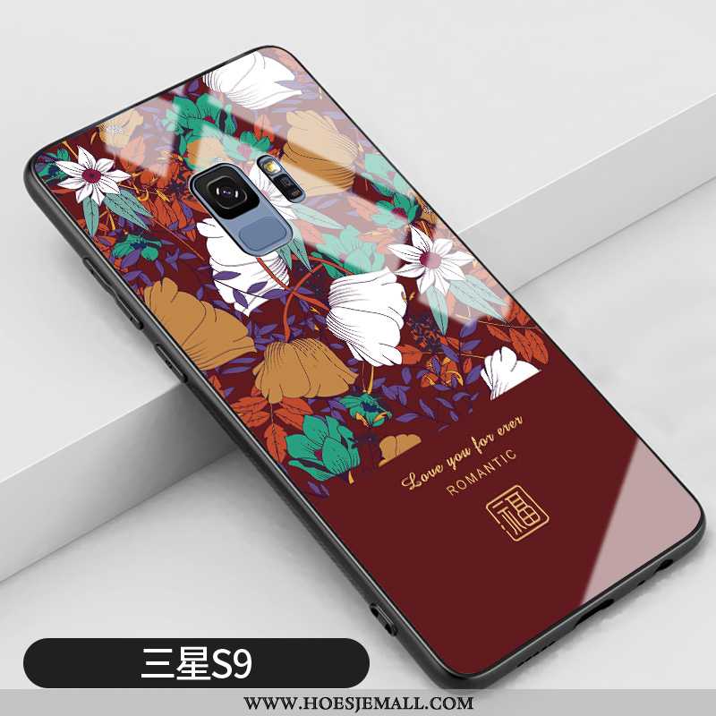 Hoes Samsung Galaxy S9 Persoonlijk Scheppend Anti-fall Chinese Stijl Nieuw Bloemen Bordeaux