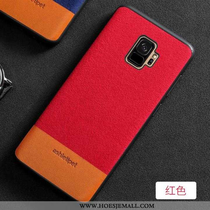 Hoes Samsung Galaxy S9 Leren Hoesje Echt Leer Antislip Rood Anti-fall Pu