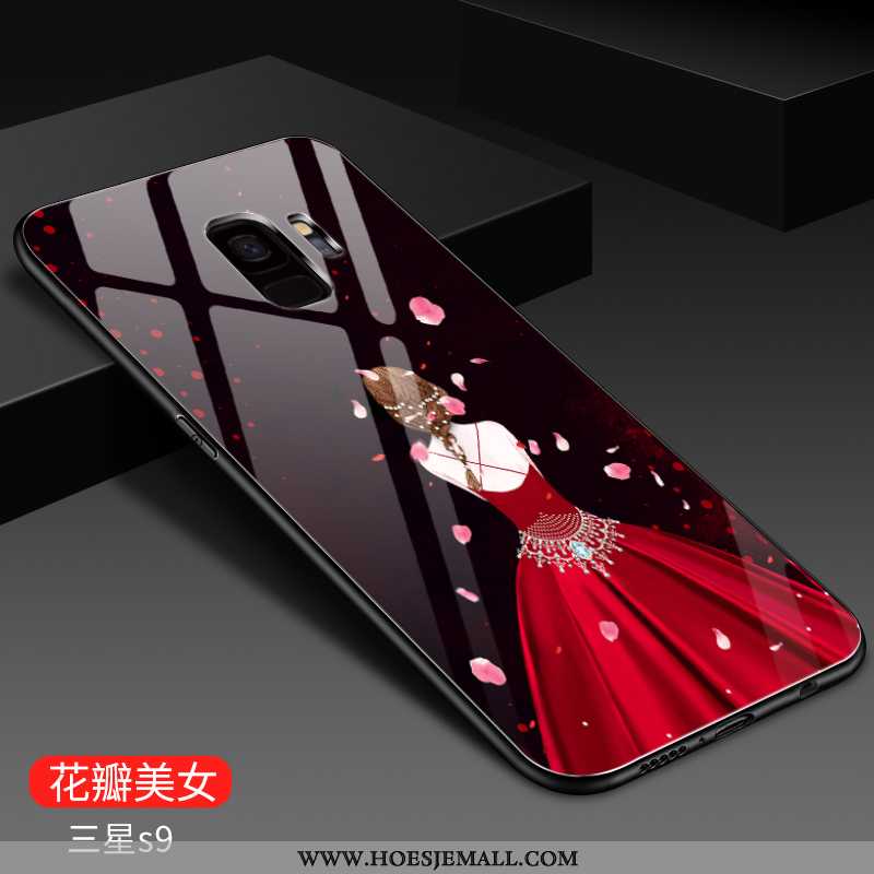 Hoes Samsung Galaxy S9 Glas Mode Net Red Super Spiegel Zacht Roze