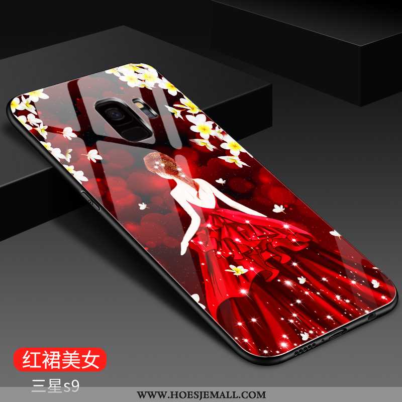 Hoes Samsung Galaxy S9 Glas Mode Net Red Super Spiegel Zacht Roze