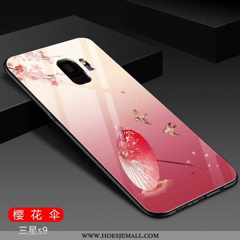 Hoes Samsung Galaxy S9 Glas Mode Net Red Super Spiegel Zacht Roze