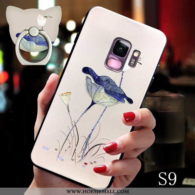 Hoes Samsung Galaxy S9 Dun Zacht Super Chinese Stijl Trend Mobiele Telefoon Ring Blauwe