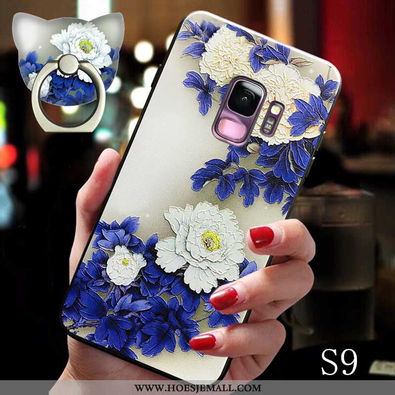 Hoes Samsung Galaxy S9 Dun Zacht Super Chinese Stijl Trend Mobiele Telefoon Ring Blauwe