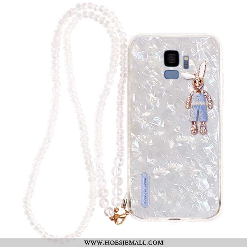 Hoes Samsung Galaxy S9 Met Strass Spotprent Anti-fall Zacht Mobiele Telefoon Wit Trend Witte