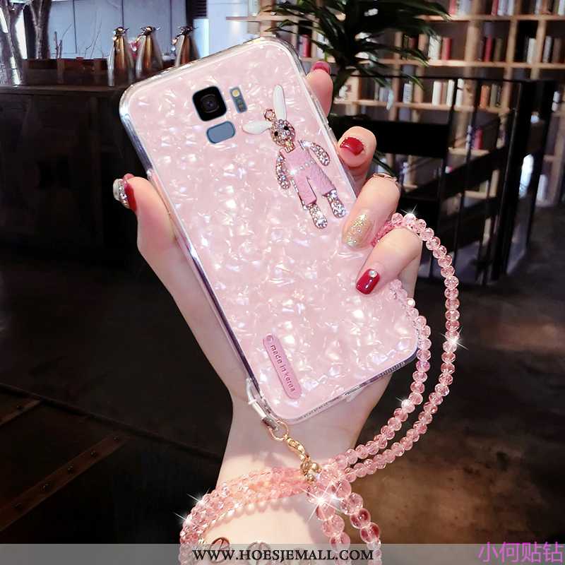 Hoes Samsung Galaxy S9 Met Strass Spotprent Anti-fall Zacht Mobiele Telefoon Wit Trend Witte