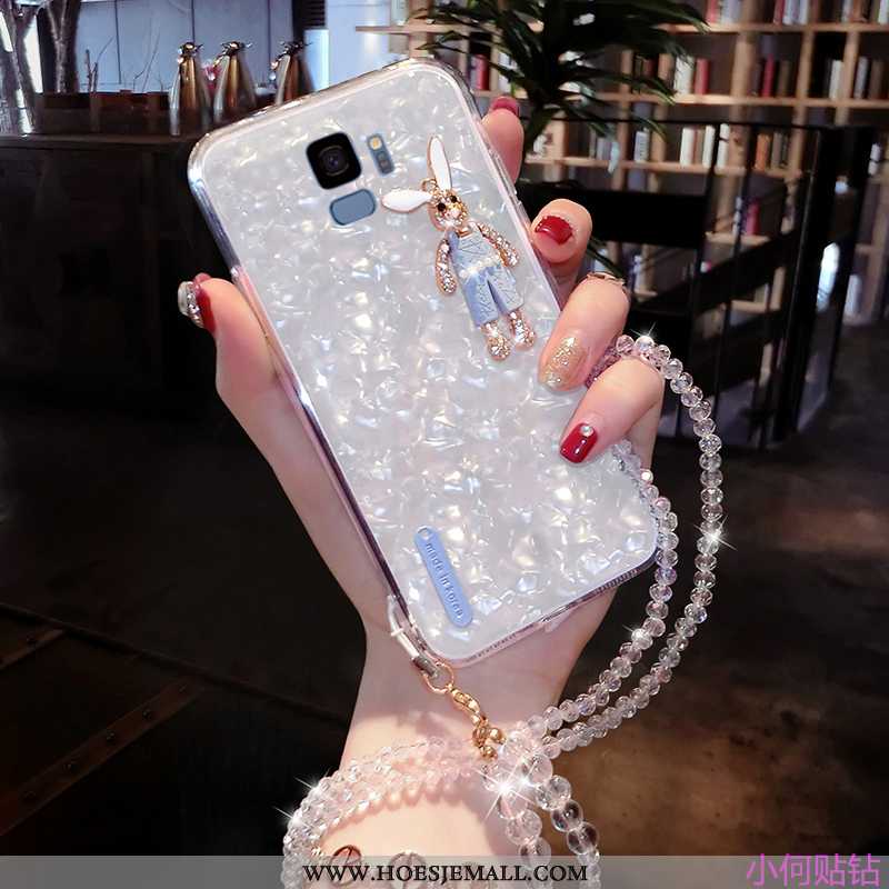 Hoes Samsung Galaxy S9 Met Strass Spotprent Anti-fall Zacht Mobiele Telefoon Wit Trend Witte