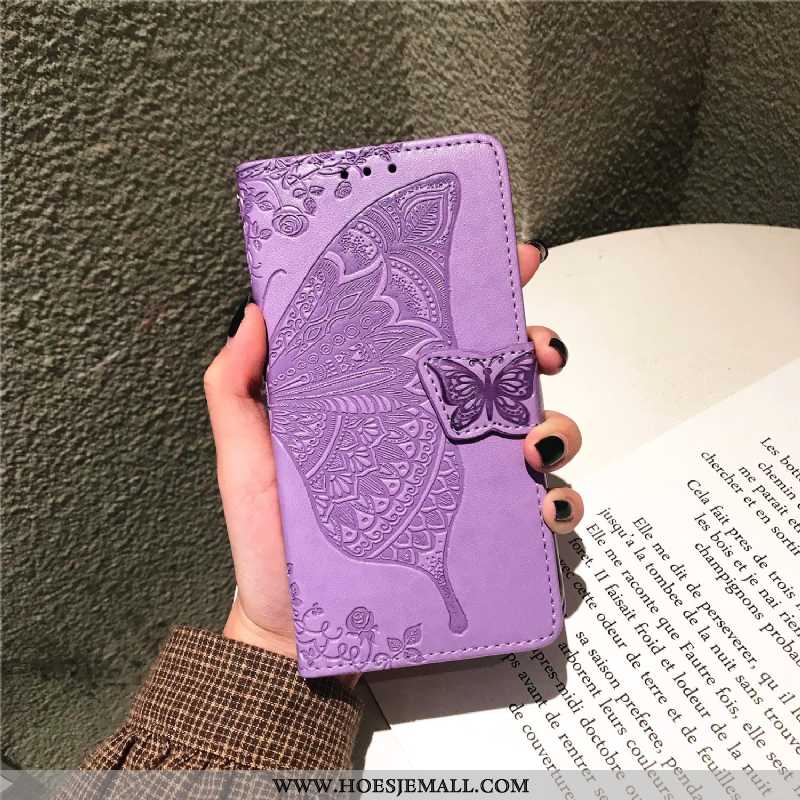 Hoes Samsung Galaxy S9 Leren Hoesje Bescherming Clamshell Purper Mobiele Telefoon Bloemen Ster