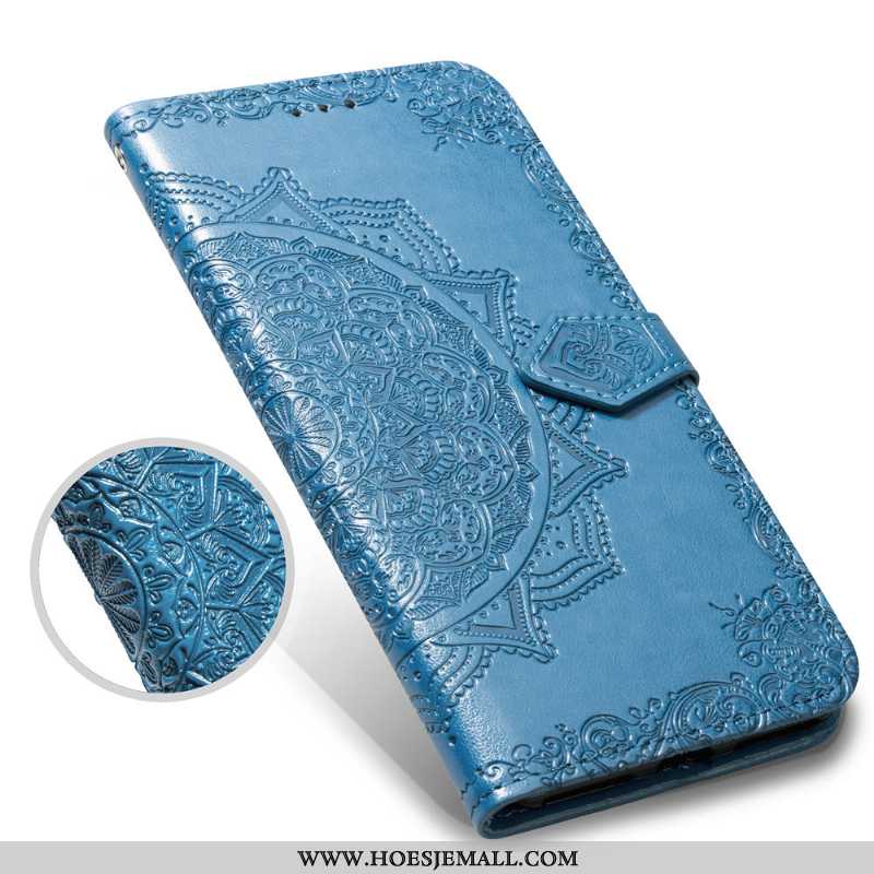 Hoesje Samsung Galaxy S9 Reliëf Vintage Hoes Anti-fall Leren All Inclusive Kaart Blauwe