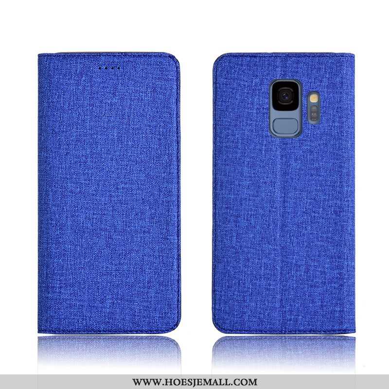 Hoesje Samsung Galaxy S9 Leren Zacht Bescherming Blauw Siliconen Mobiele Telefoon Hoes Blauwe