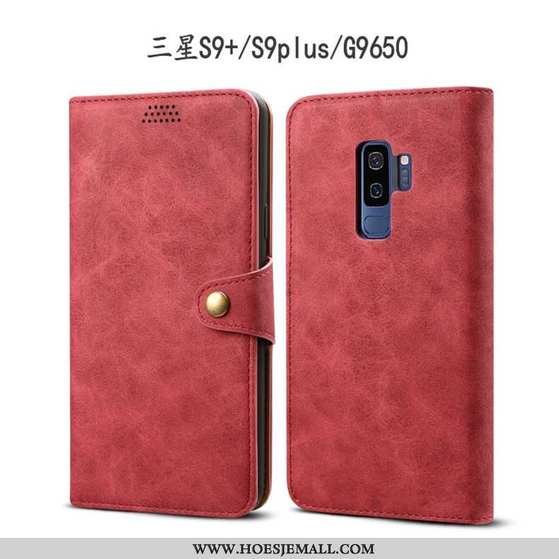 Hoesje Samsung Galaxy S9+ Bescherming Leren Zacht Folio Hoes Mobiele Telefoon Anti-fall Rood