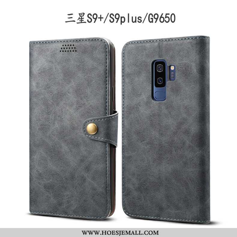 Hoesje Samsung Galaxy S9+ Bescherming Leren Zacht Folio Hoes Mobiele Telefoon Anti-fall Rood