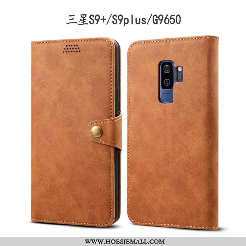 Hoesje Samsung Galaxy S9+ Bescherming Leren Zacht Folio Hoes Mobiele Telefoon Anti-fall Rood