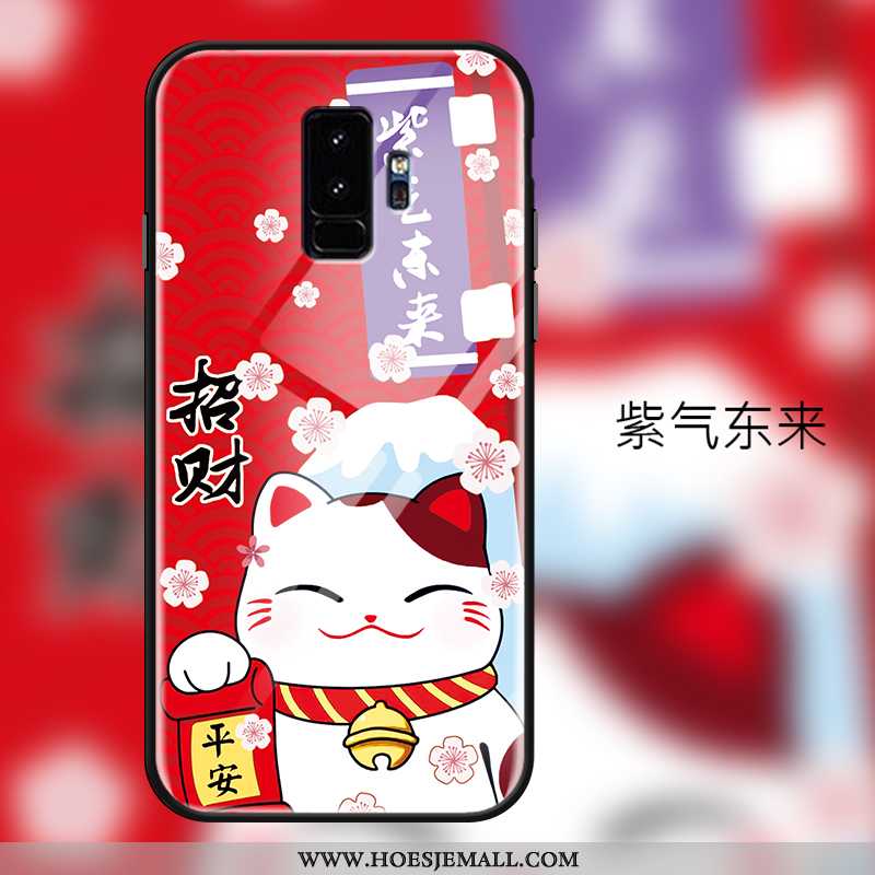 Hoesje Samsung Galaxy S9+ Glas Spotprent Hoes Rijkdom Spiegel Trend Bescherming Rood