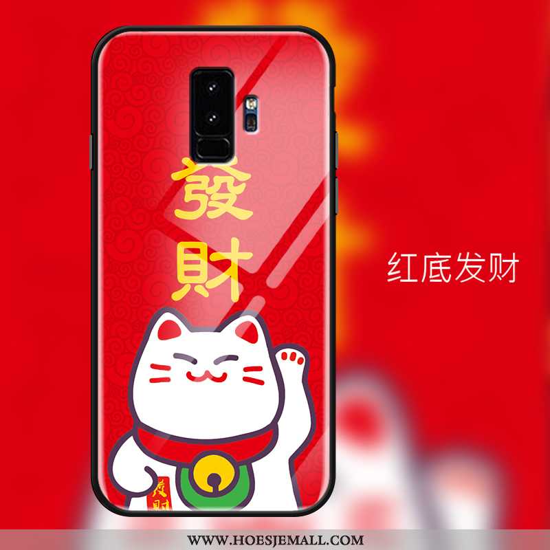 Hoesje Samsung Galaxy S9+ Glas Spotprent Hoes Rijkdom Spiegel Trend Bescherming Rood