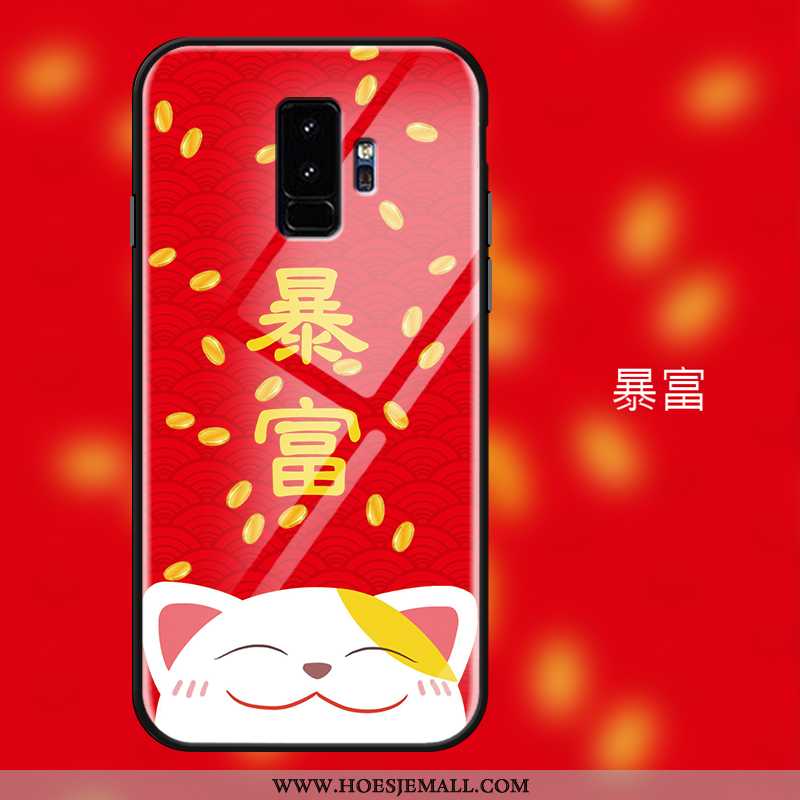 Hoesje Samsung Galaxy S9+ Glas Spotprent Hoes Rijkdom Spiegel Trend Bescherming Rood