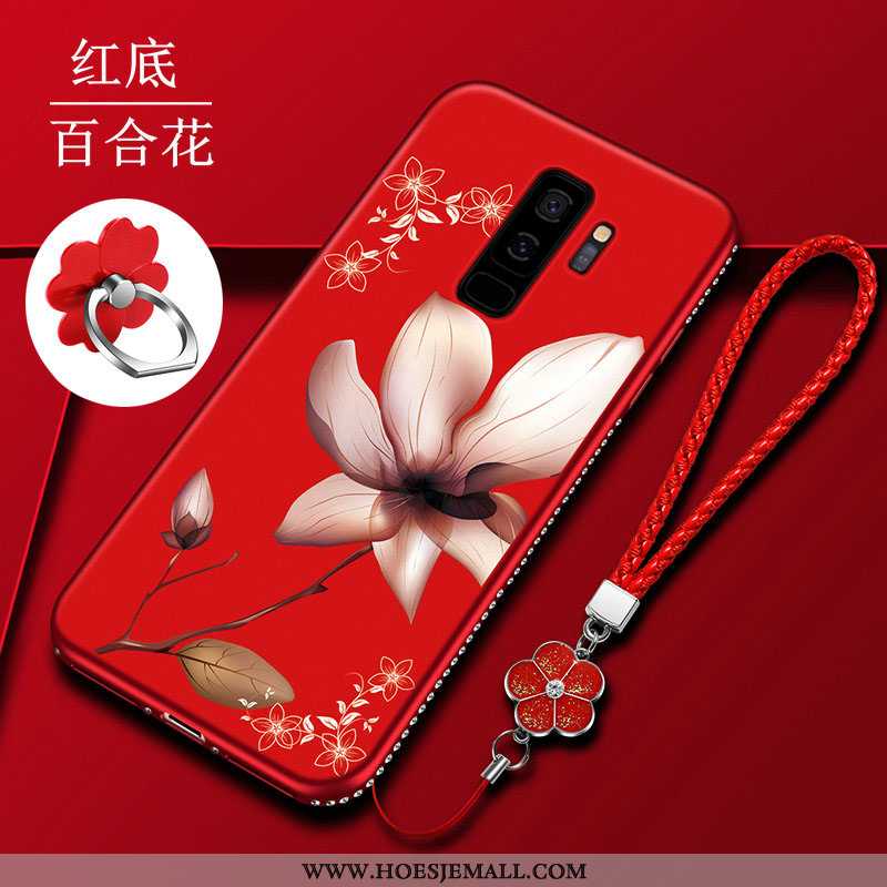 Hoes Samsung Galaxy S9+ Bescherming Schrobben Anti-fall Pu Trend Siliconen Hoesje Rood