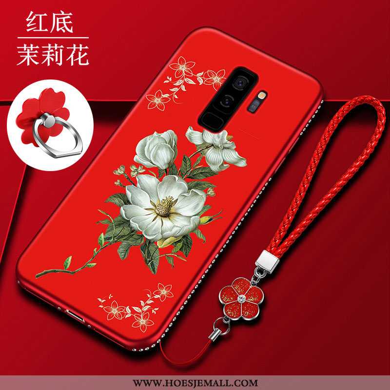 Hoes Samsung Galaxy S9+ Bescherming Schrobben Anti-fall Pu Trend Siliconen Hoesje Rood