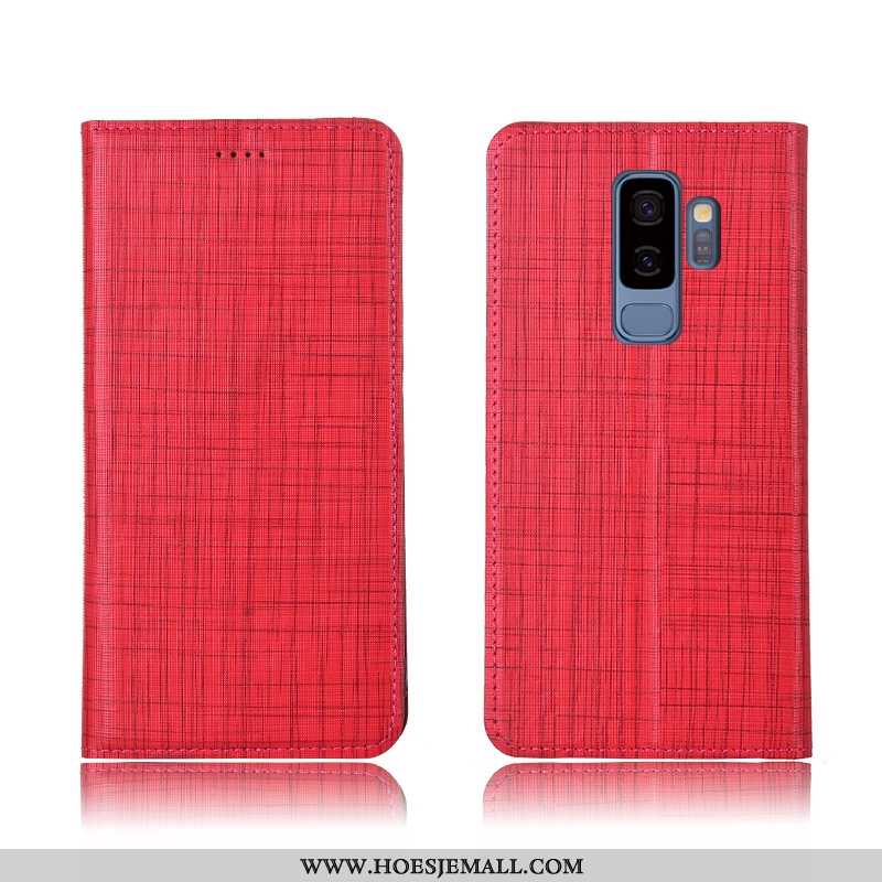 Hoesje Samsung Galaxy S9+ Bescherming Leren Nieuw Zacht Ster Mobiele Telefoon Echt Leer Rood