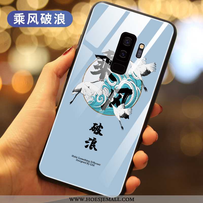 Hoes Samsung Galaxy S9+ Trend Glas Hoesje Chinese Stijl Anti-fall Mobiele Telefoon All Inclusive Bla