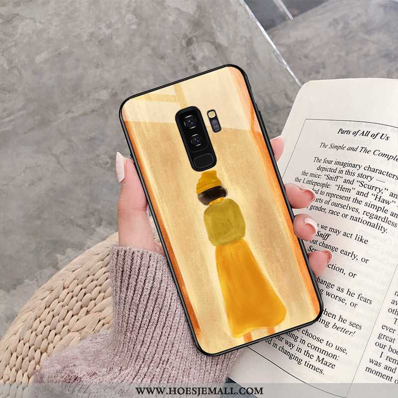 Hoes Samsung Galaxy S9+ Bescherming Glas Zacht Dun Veer Lovers Hoesje Geel