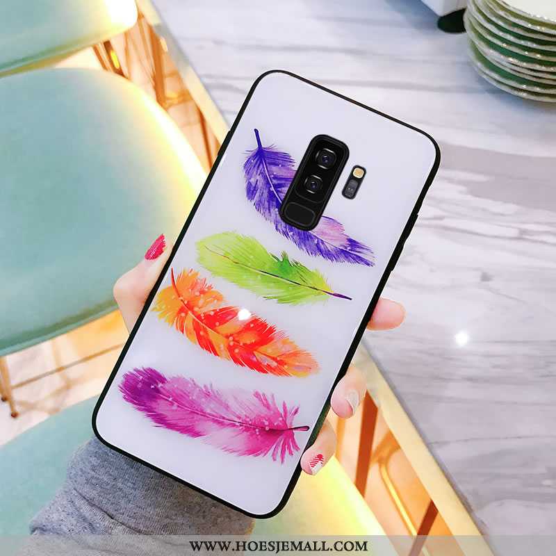 Hoes Samsung Galaxy S9+ Bescherming Glas Zacht Dun Veer Lovers Hoesje Geel