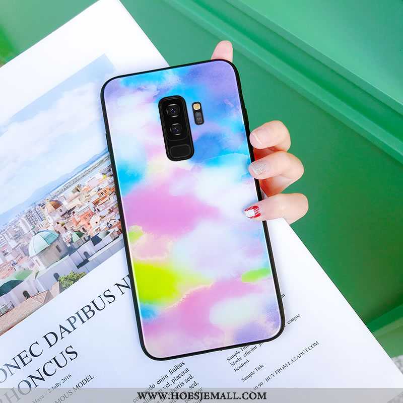 Hoes Samsung Galaxy S9+ Bescherming Glas Zacht Dun Veer Lovers Hoesje Geel