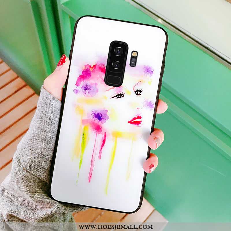 Hoes Samsung Galaxy S9+ Bescherming Glas Zacht Dun Veer Lovers Hoesje Geel