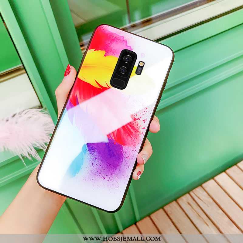 Hoes Samsung Galaxy S9+ Bescherming Glas Zacht Dun Veer Lovers Hoesje Geel