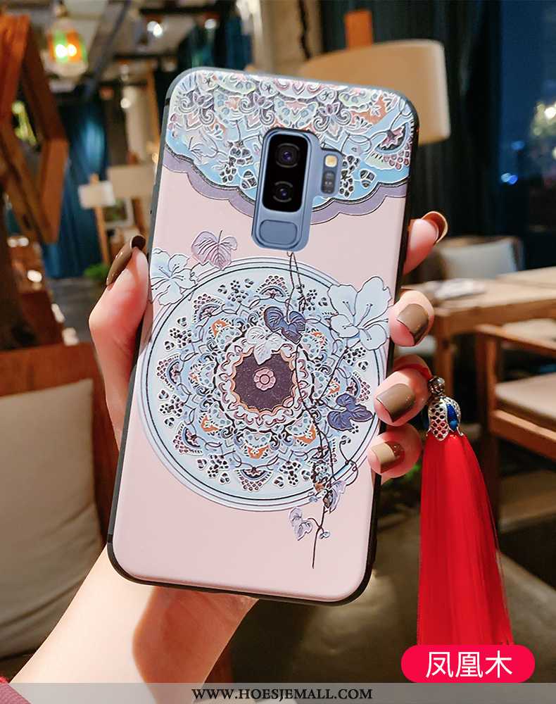 Hoes Samsung Galaxy S9+ Bescherming Reliëf Siliconen Blauw Kwasten Ster Blauwe