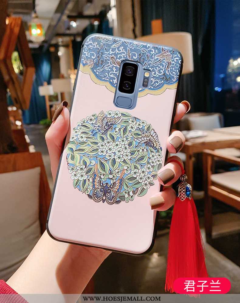 Hoes Samsung Galaxy S9+ Bescherming Reliëf Siliconen Blauw Kwasten Ster Blauwe