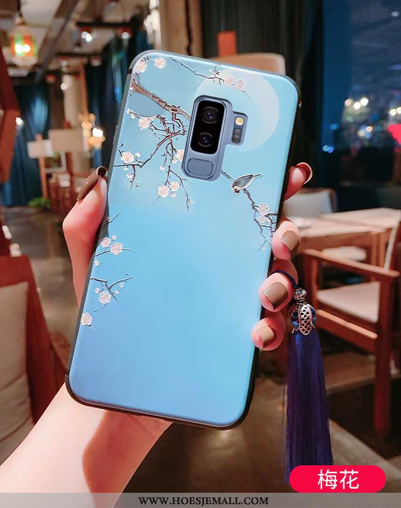 Hoes Samsung Galaxy S9+ Bescherming Reliëf Siliconen Blauw Kwasten Ster Blauwe