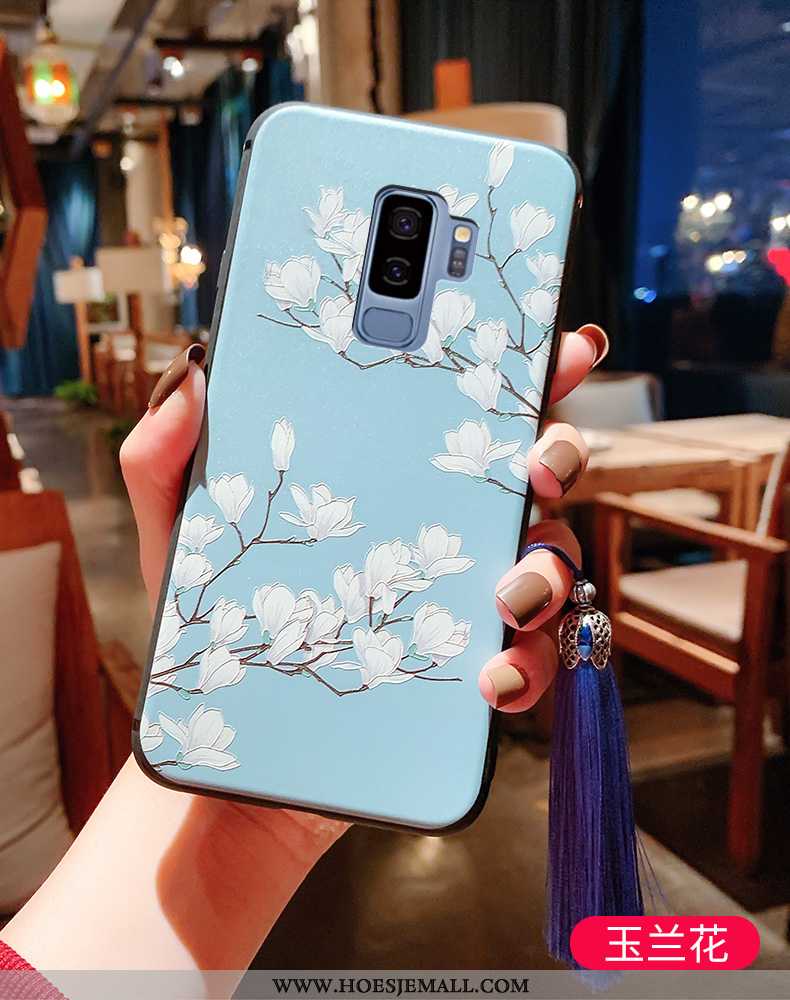 Hoes Samsung Galaxy S9+ Bescherming Reliëf Siliconen Blauw Kwasten Ster Blauwe