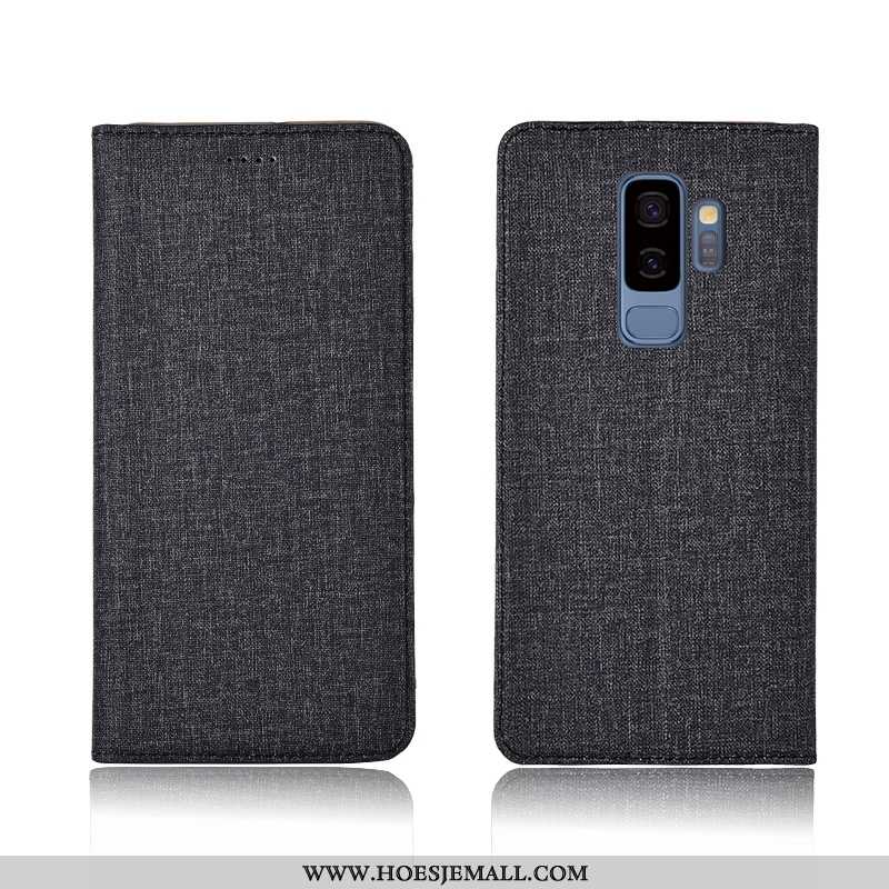 Hoesje Samsung Galaxy S9+ Katoen En Linnen Leren Ster Mobiele Telefoon Siliconen Clamshell Blauwe