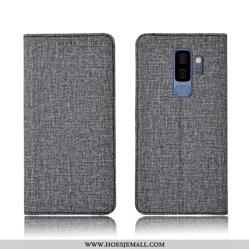 Hoesje Samsung Galaxy S9+ Katoen En Linnen Leren Ster Mobiele Telefoon Siliconen Clamshell Blauwe