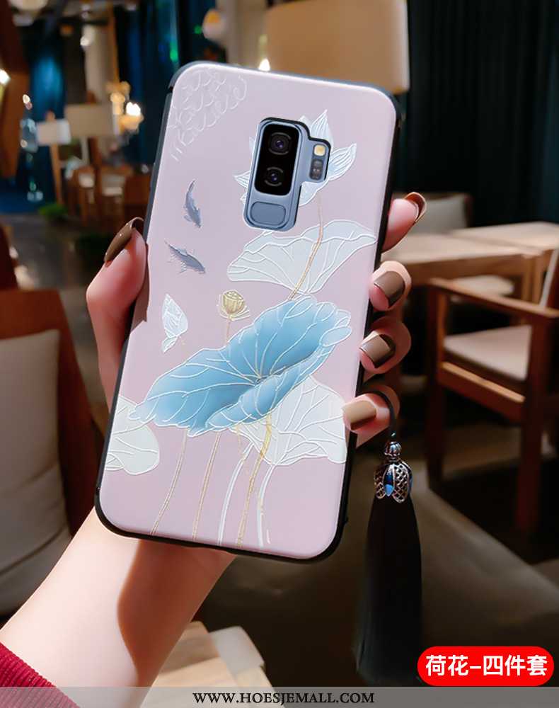 Hoesje Samsung Galaxy S9+ Zacht Siliconen Super Reliëf Kwasten Hoes Blauwe