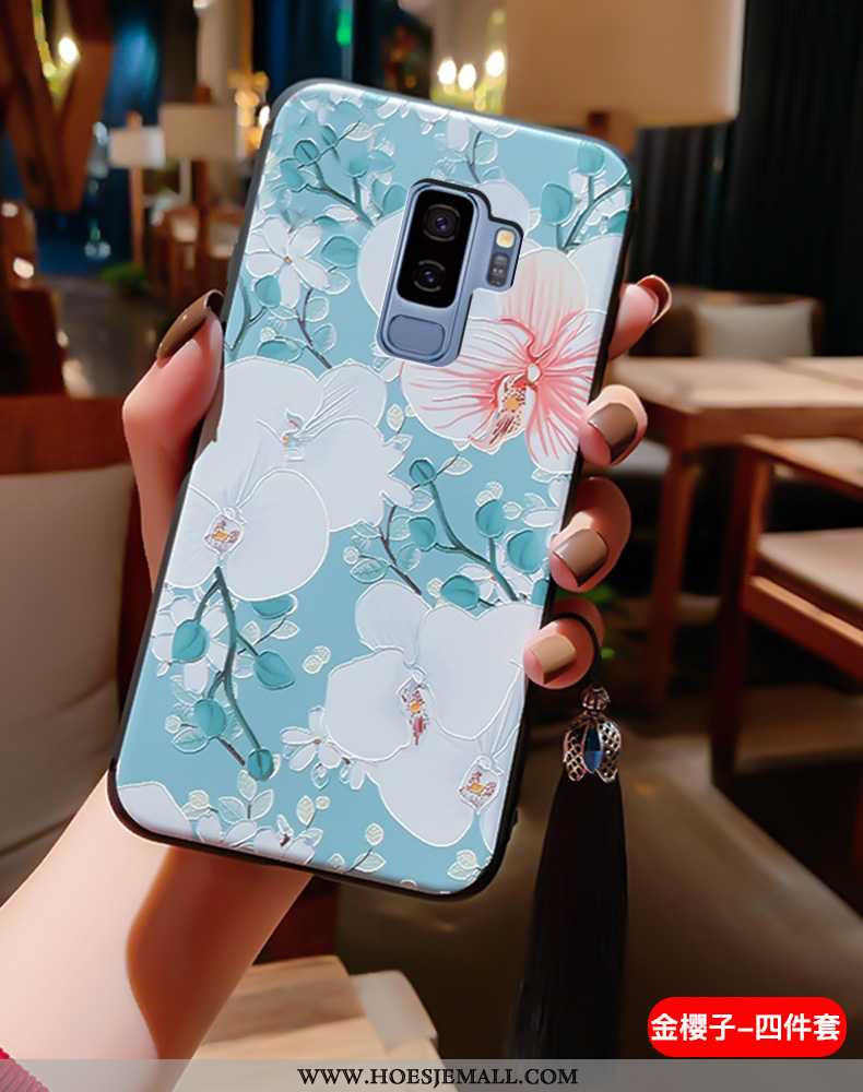 Hoesje Samsung Galaxy S9+ Zacht Siliconen Super Reliëf Kwasten Hoes Blauwe