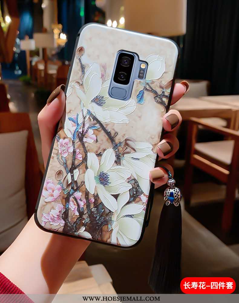 Hoesje Samsung Galaxy S9+ Zacht Siliconen Super Reliëf Kwasten Hoes Blauwe