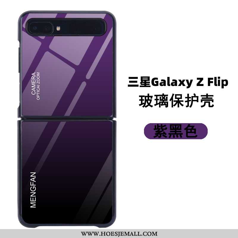 Hoes Samsung Z Flip Glas Bescherming Ster Patroon Vouw Hoesje Purper