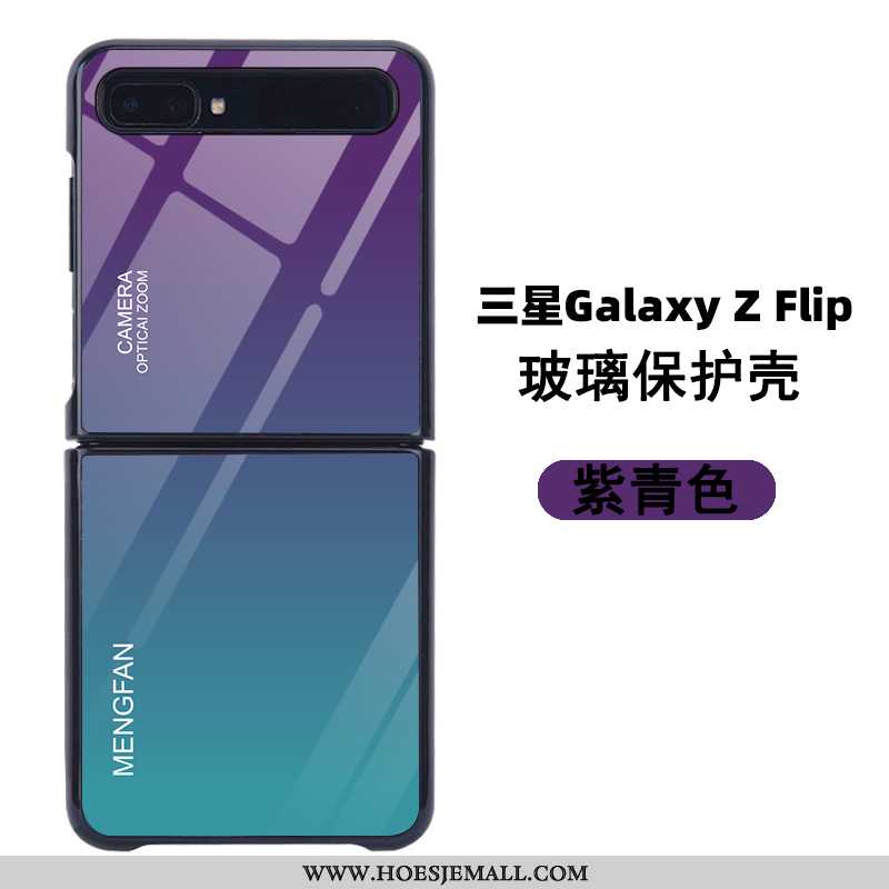 Hoes Samsung Z Flip Glas Bescherming Ster Patroon Vouw Hoesje Purper