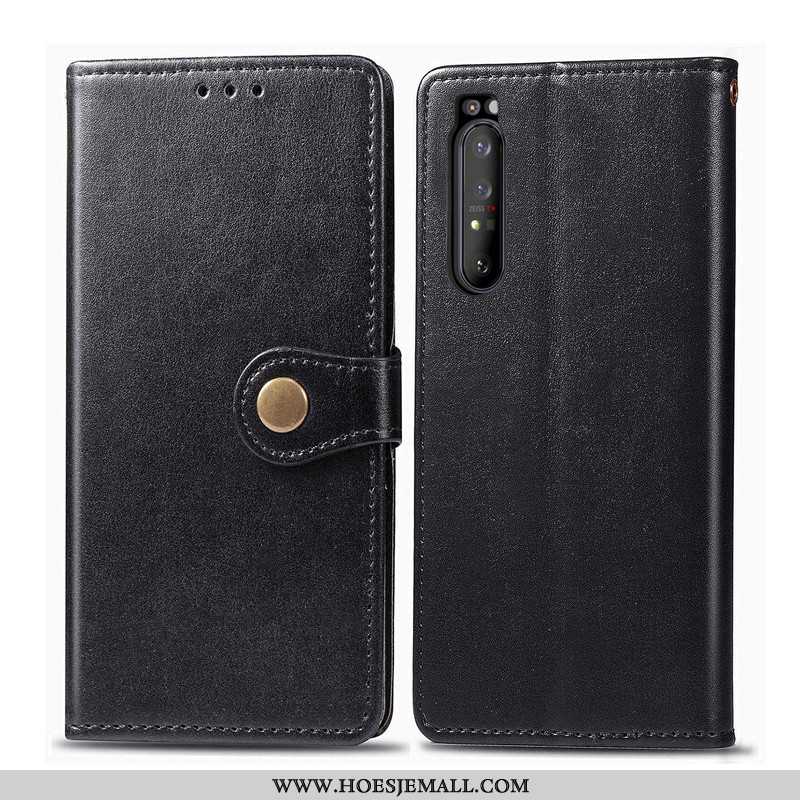 Hoesje Sony Xperia 1 Ii Leren Hanger Folio Bescherming Rood Leer