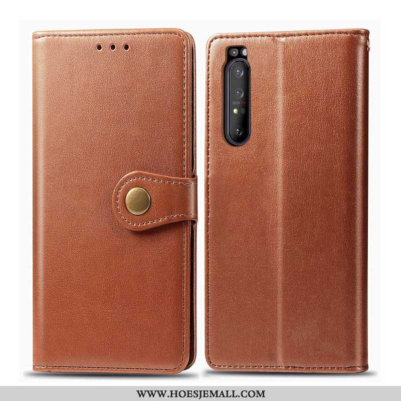 Hoesje Sony Xperia 1 Ii Leren Hanger Folio Bescherming Rood Leer