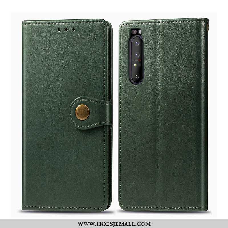 Hoesje Sony Xperia 1 Ii Leren Hanger Folio Bescherming Rood Leer