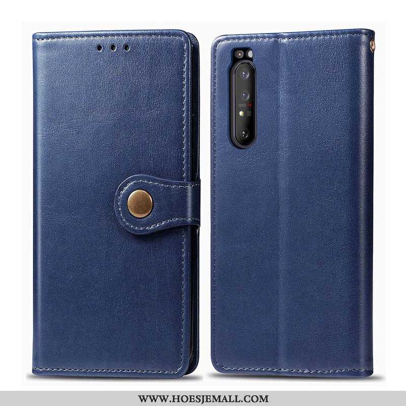 Hoesje Sony Xperia 1 Ii Leren Hanger Folio Bescherming Rood Leer