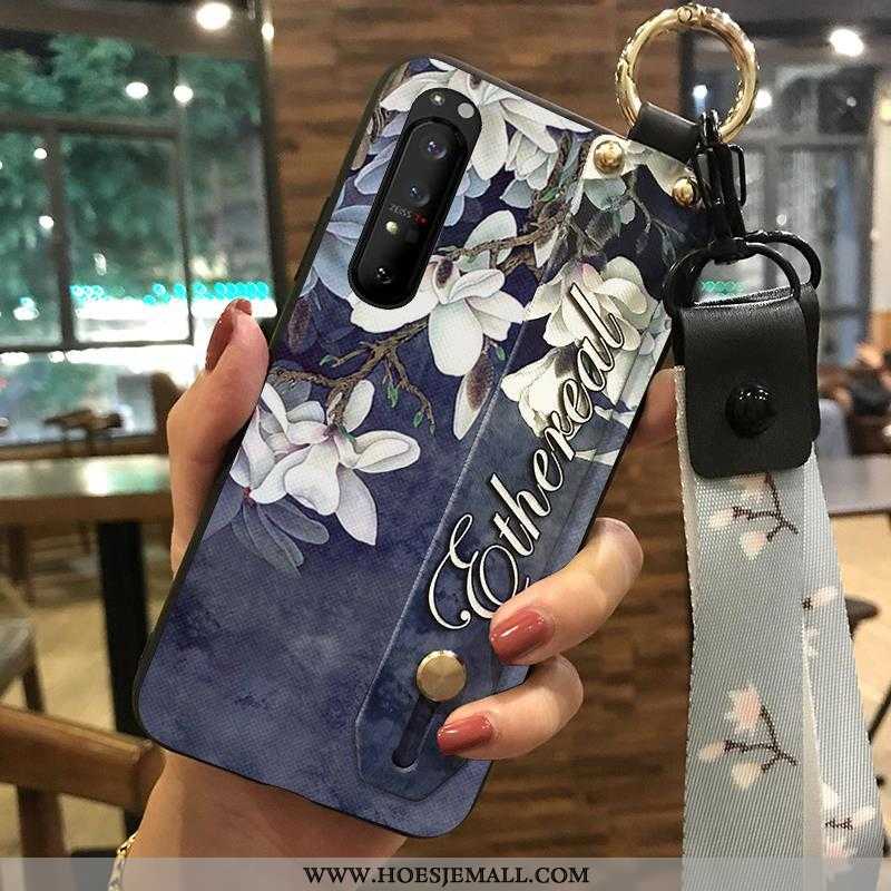 Hoesje Sony Xperia 1 Ii Zacht Bescherming Bloemen Hanger Ondersteuning Scheppend Witte